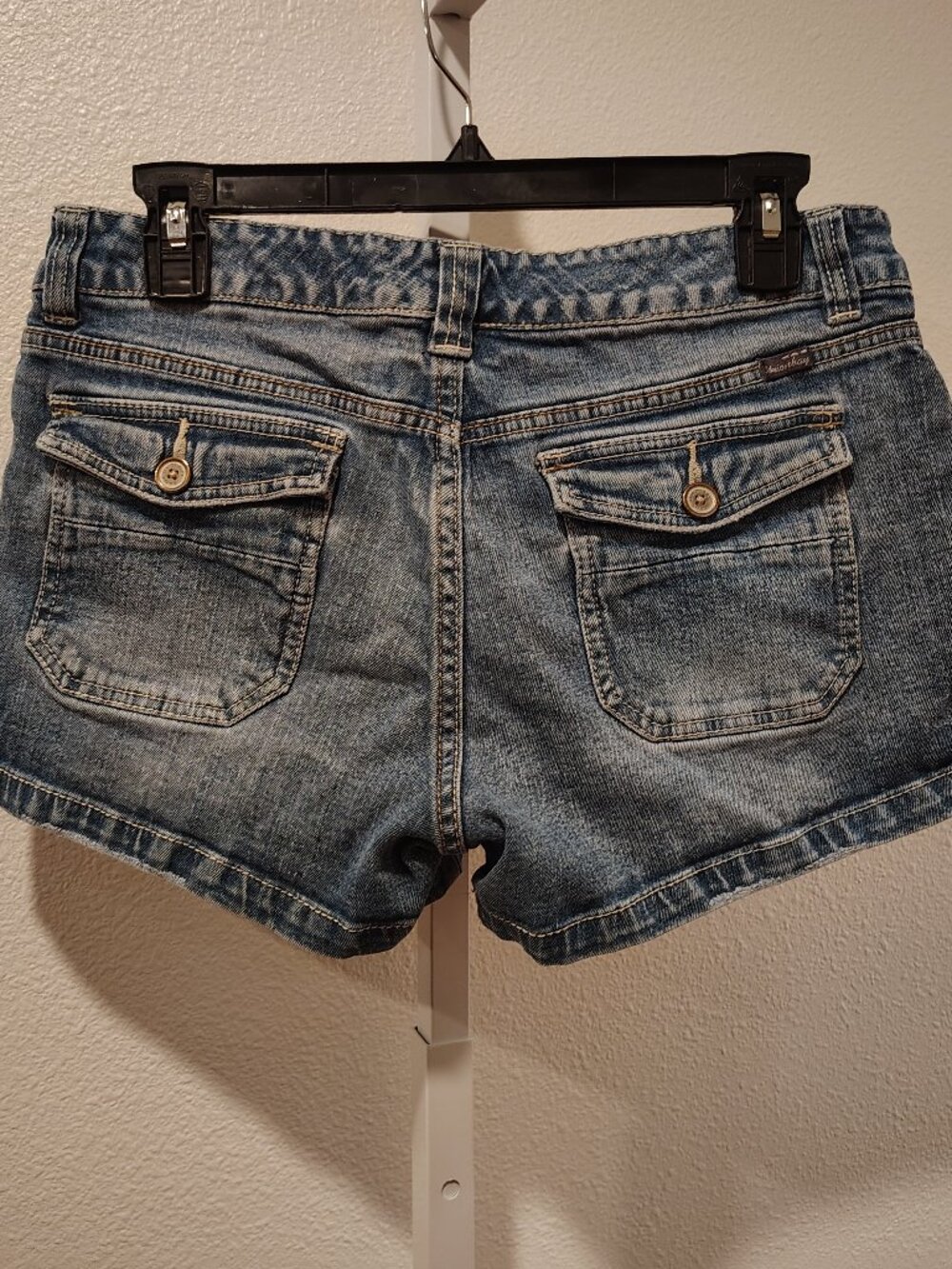Unionbay Junior's Jean Denim Shorts Size 9 Stretch Patch Style Pockets Blue